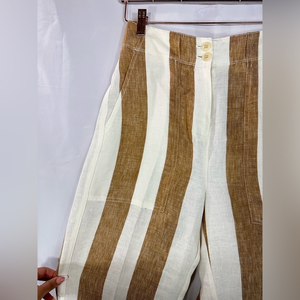 J CREW Tan and white linen pants size 2 - Picture 3 of 8